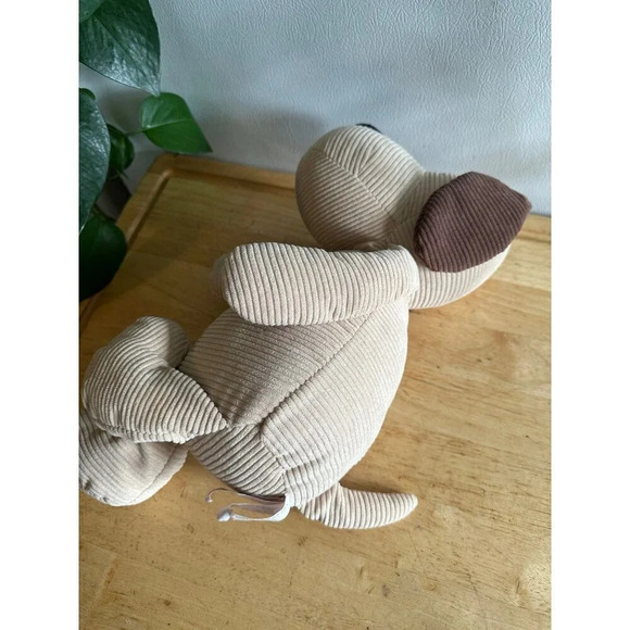 Brown Ribbed Dog Plush Stuffed Animal With Heat Pouch - Picture 5 of 8